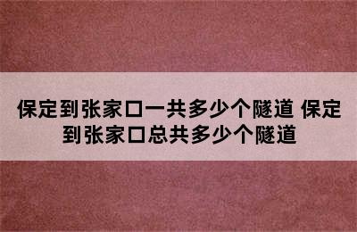 保定到张家口一共多少个隧道 保定到张家口总共多少个隧道